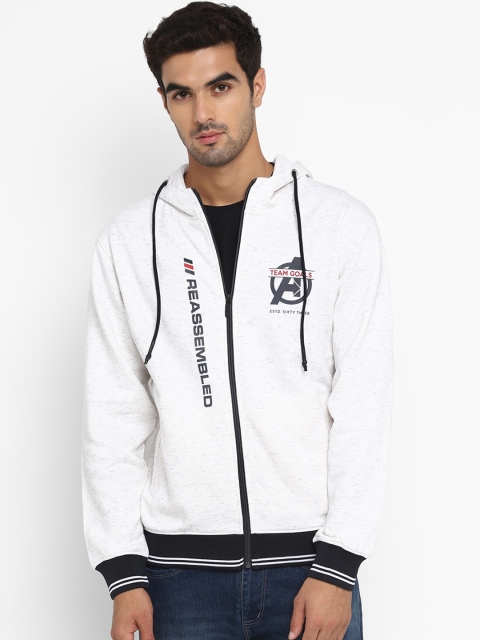 

Octave Men White & Black Avengers Print Hooded Sweatshirt