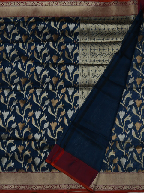 

Pothys Blue Woven Design Jute Silk Saree