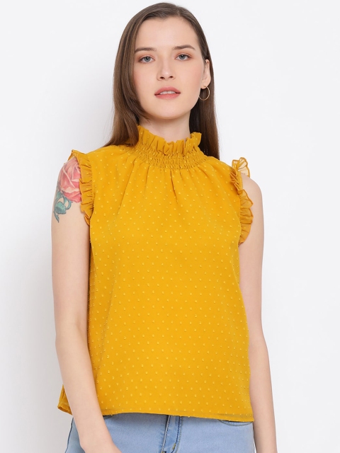 

ALL WAYS YOU Women Yellow Self Design Top