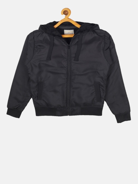 

Instafab Boys Black Solid Windcheater Bomber