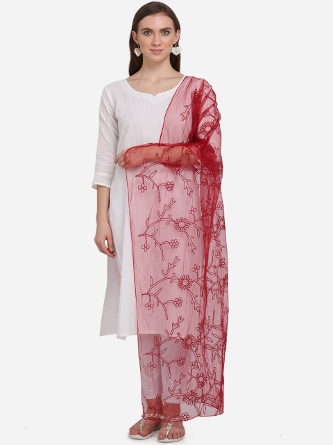 

mf Maroon Embroidered Dupatta