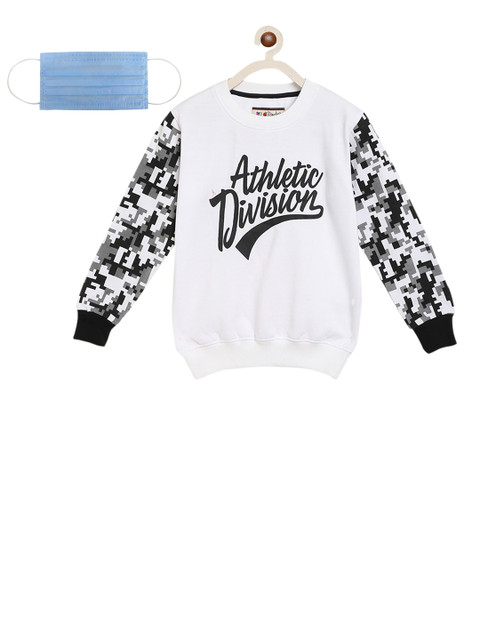 

Lil Tomatoes Boys White Black Printed Sweatshirt
