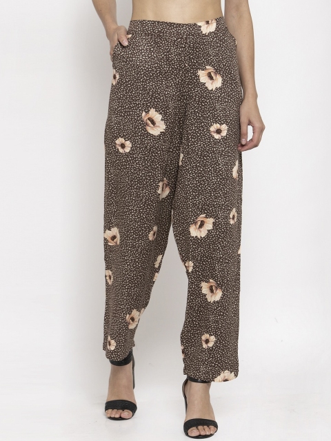 

TAG 7 Women Brown & Beige Regular Fit Printed Regular Trousers