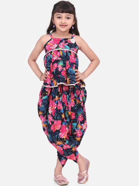 

Cutiekins Girls Pink & Blue Printed Top with Dhoti Pants