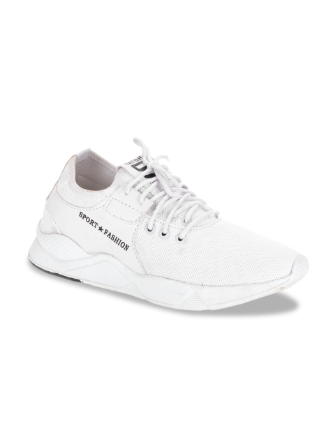 

Woakers Men White Mesh Running Shoes