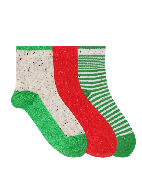 

Mustang Kids Pack Of 3 Patterned Above Ankle-Length Socks, Green