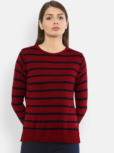 

Van Heusen Women Maroon & Black Striped Top