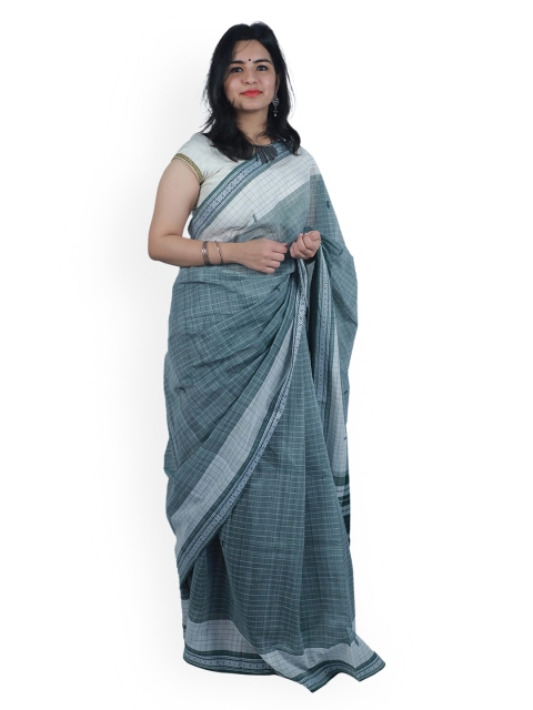 

APCO Green Checked Pure Cotton Saree