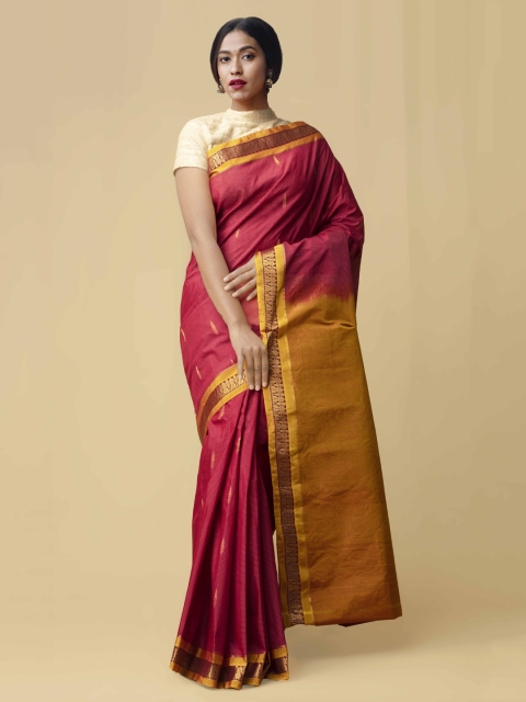 

Unnati Silks Red & Orange Silk Cotton Woven Design Handloom Saree