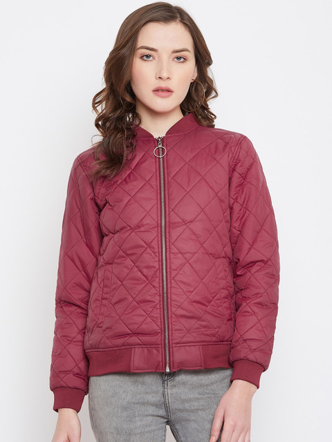 

Austin wood Women Maroon Solid Lightweight Quilted Jacket