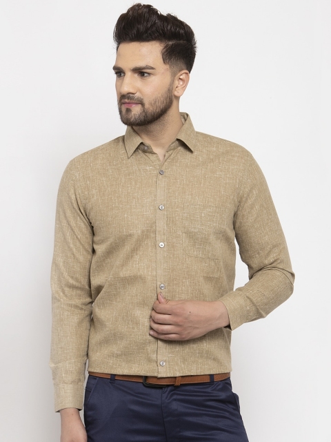 

JAINISH Men Beige Smart Regular Fit Self Design Formal Shirt