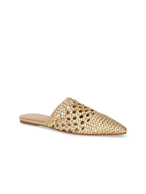 

ALDO Women Gold-Toned Textured Leather Mules
