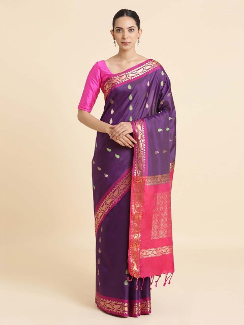 

Taneira Purple Handwoven Pure Silk Saree