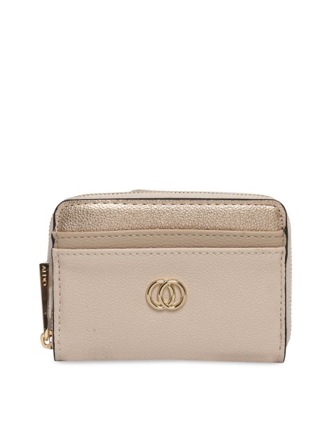 

ALDO Women Beige Solid Zip Around Wallet