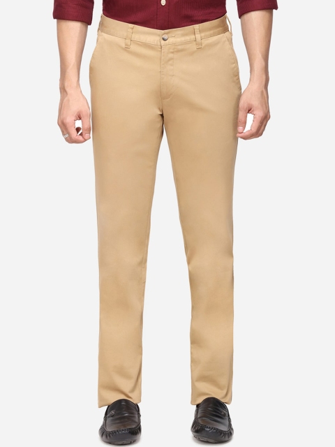 

Greenfibre Men Khaki Slim Fit Solid Formal Trousers