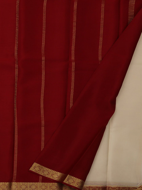 

Pothys Off-White & Maroon Pure Silk Woven Design Saree