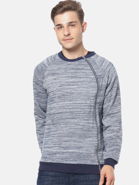 

Campus Sutra Men Blue & Grey Solid Sweatshirt