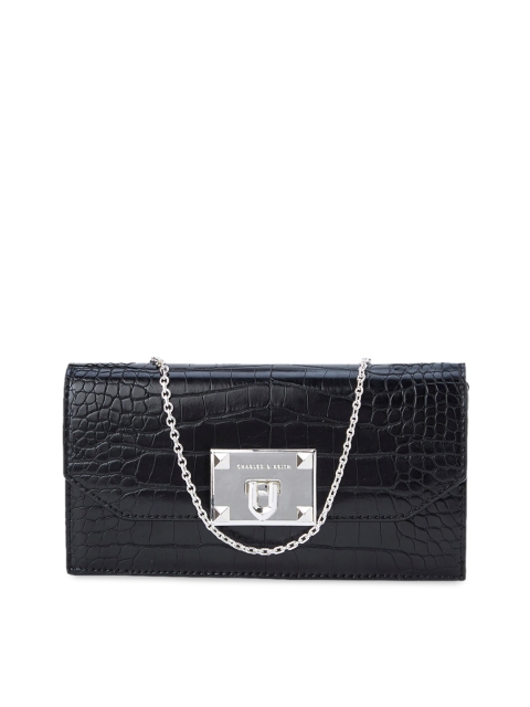 

CHARLES & KEITH Women Black Textured Two Fold Wallet