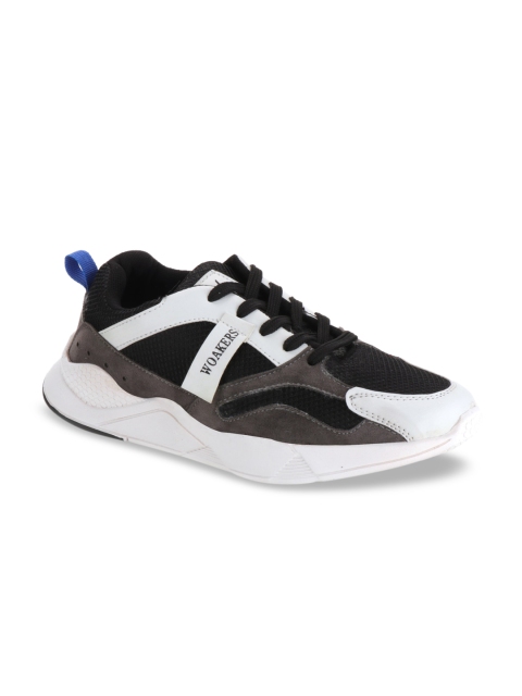 

Woakers Men Black & Grey Colourblocked Sneakers