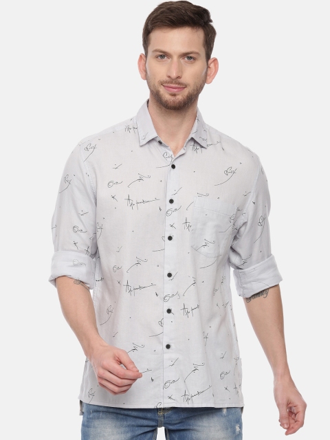 

Bene Kleed Men Grey Slim Fit Printed Casual Shirt