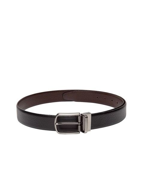 

Teakwood Leathers Men Black & Brown Reversible Leather Textured Belt