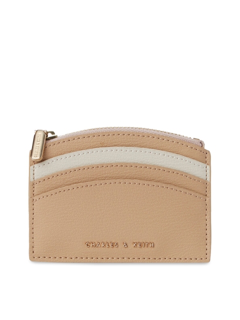 

CHARLES & KEITH Women Beige Solid Card Holder