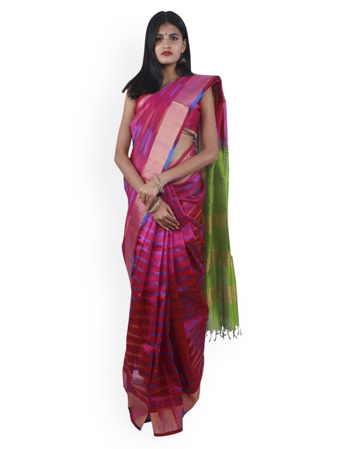 

APCO Pink Woven Design Silk Cotton Sustainable Saree