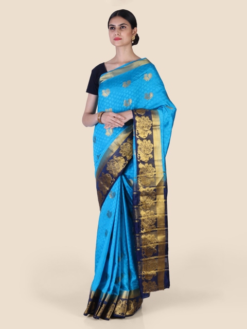 

CLAI WORLD Blue Woven Design Silk Blend Saree