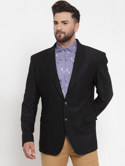 

MAXENCE Men Black Solid Slim-Fit Single-Breasted Formal Blazer