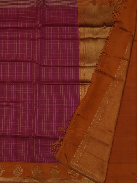 

Pothys Pink & Gold-Coloured Pure Silk Checked Saree