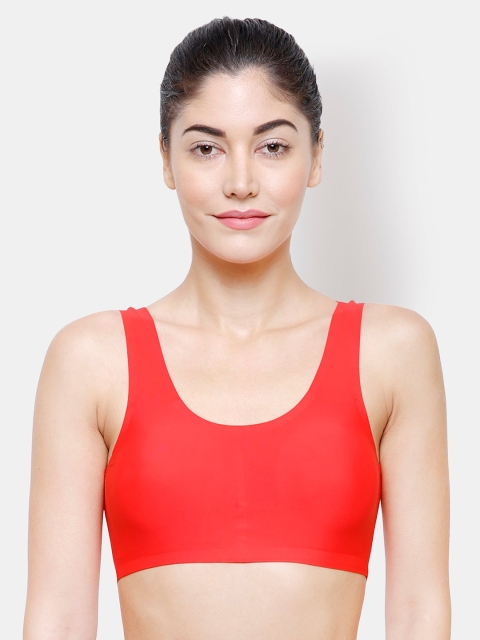 

FashionRack Red Solid Non-Wired Lightly Padded Sports Bra FLA5-Red