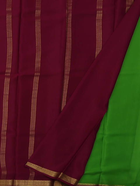 

Pothys Green & Brown Pure Silk Solid Saree