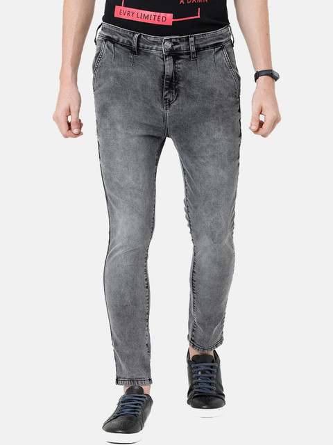 

CINOCCI Men Grey Slim Fit Mid-Rise Clean Look Jeans