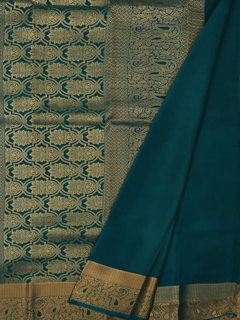 

Pothys Navy Blue & Gold-Toned Pure Silk Woven Design Mysore Silk Saree