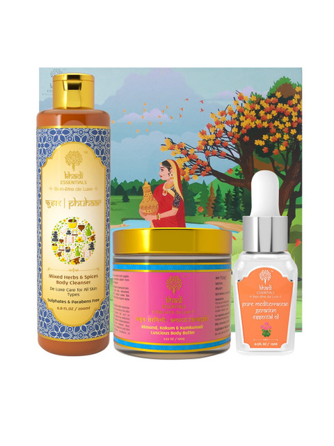 

KHADI ESSENTIALS Festive Edit Body Care Gift Box My Beloved - 300 ml, Green