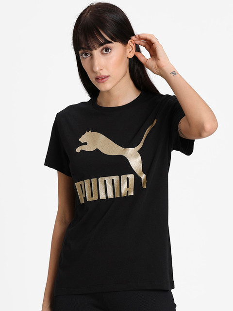 

Puma Women Black Printed Round Neck T-shirt