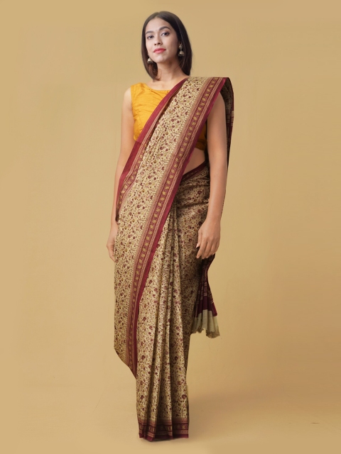 

Unnati Silks Brown & Beige Pure Cotton Printed Saree