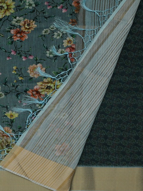 

Pothys Blue & Grey Art Silk Printed Saree