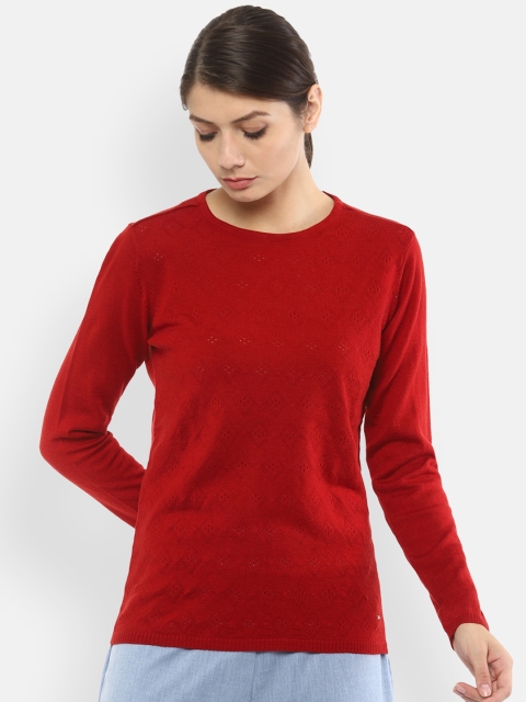 

Van Heusen Woman Red Self Design Winter Top