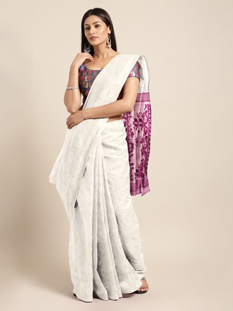 

Mitera White Silk Cotton Woven Design Jamdani Saree