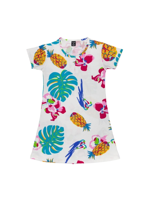 

Todd N Teen Girls Off-White & Blue Printed Nightdress