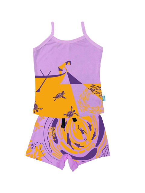 

You Got Plan B Girls Lavender Printed T-shirt with Shorts