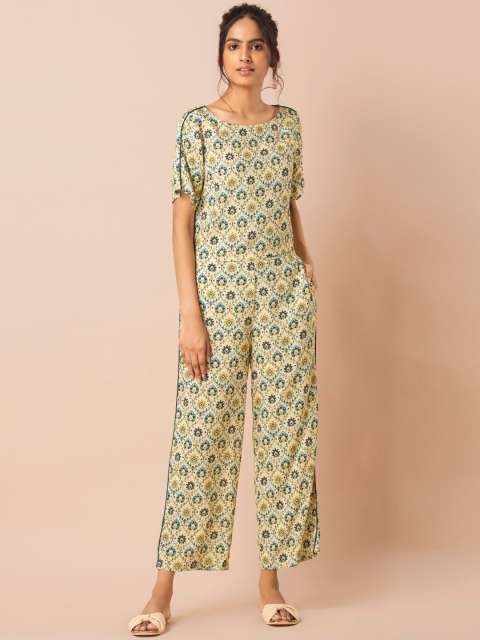 

INDYA Women Off-White & Blue Printed Two-Piece