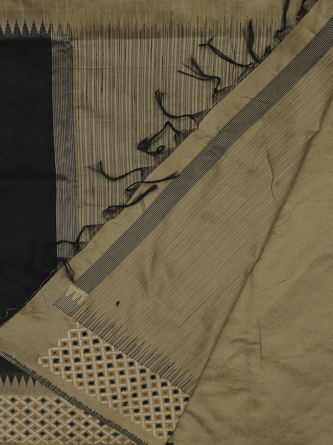 

Pothys Black & Gold-Toned Art Silk Solid Saree