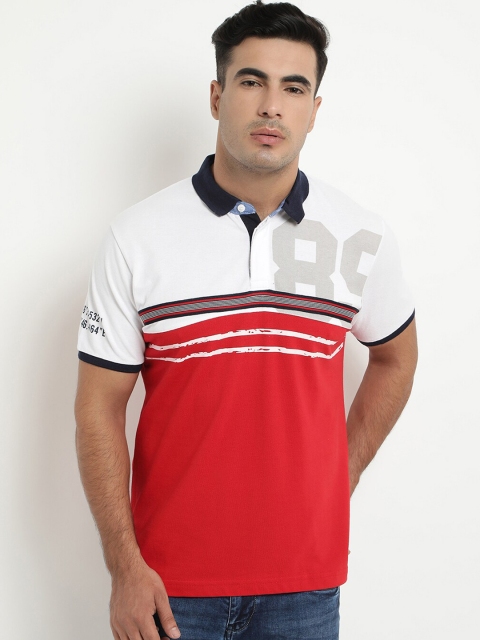 

COBB Men Red Colourblocked Polo Collar T-shirt