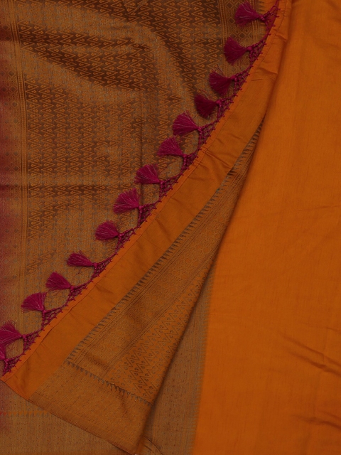 

Pothys Magenta & Mustard Yellow Art Silk Solid Saree