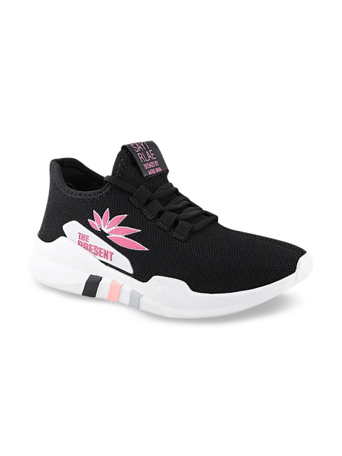

Shoetopia Women Black Printed Mid-Top Sneakers