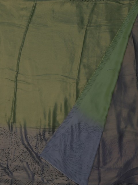 

Pothys Olive Green Solid Poly Georgette Saree