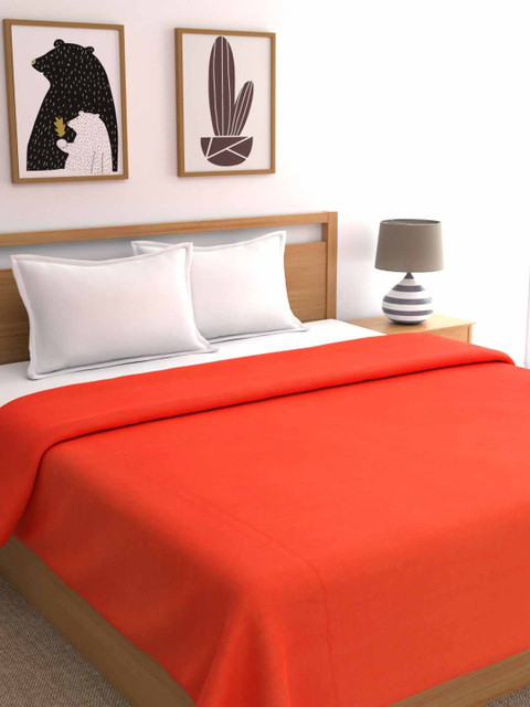 

A Homes Grace Orange Solid Mild Winter 300 GSM Double Bed Blanket