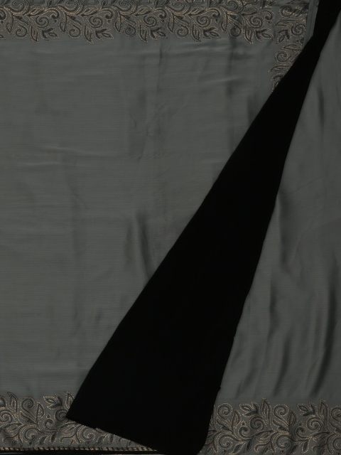 

Pothys Grey Solid Poly Georgette Saree